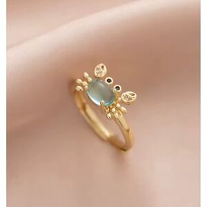 14k‎ Over Silver Crab Ring Gold Tone Adjustable Statement Ring Cute Animal